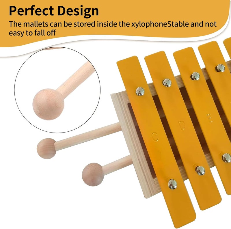 summvox 13 Keys Xylophone Cute Glockenspiel Metal Keys Percussion Rhythm Handheld Musical Instrument with 2 Mallets For Beginners&Music Education - Image 4